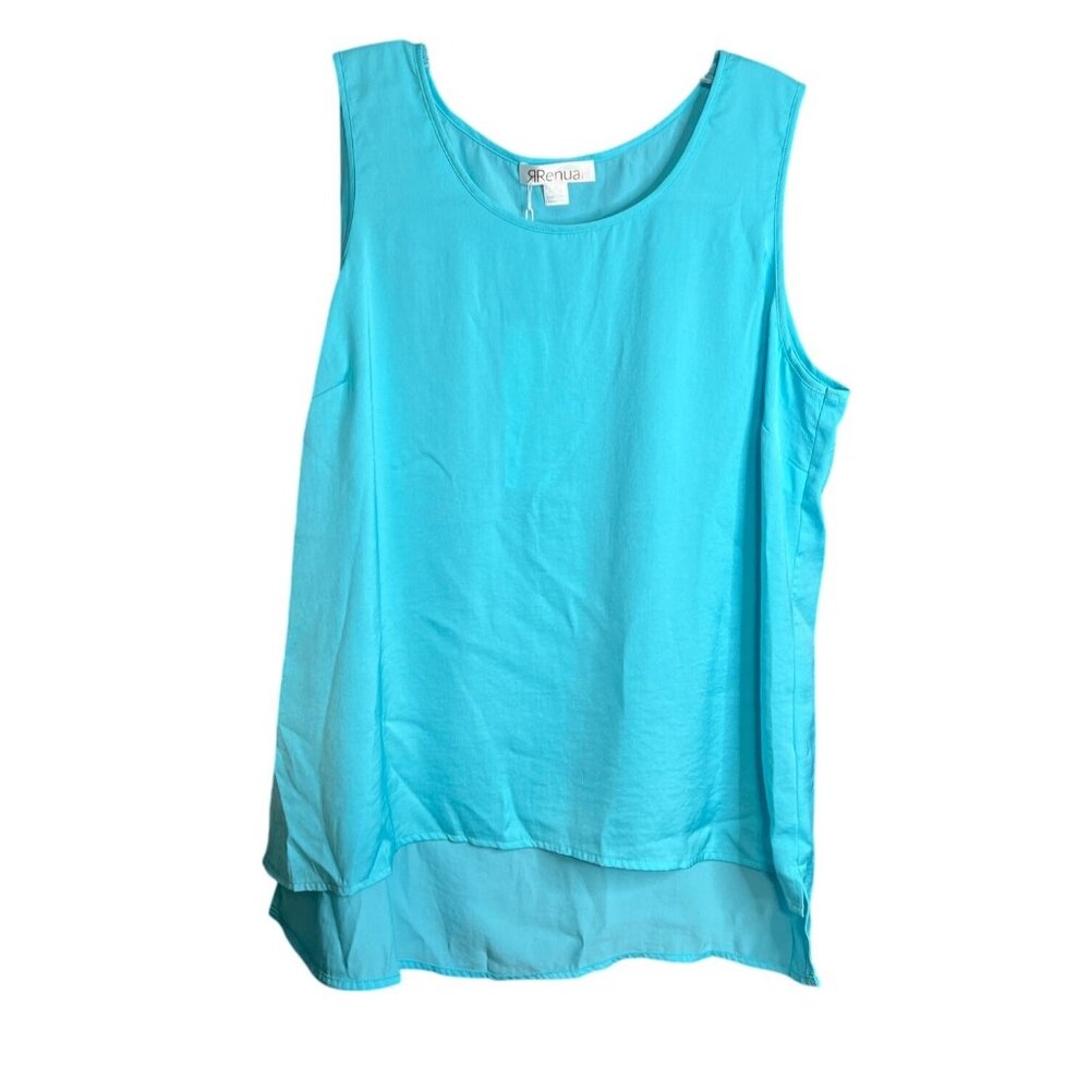 Renuar Womens Aqua Sleeveless Tank Top  L